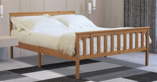 Oak finish wood wooden - , bed