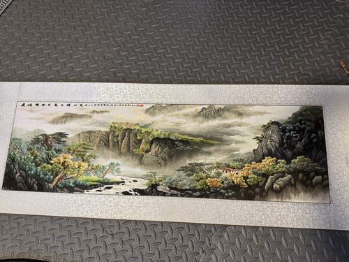 Asian needlepoint scroll art - needlepoint,