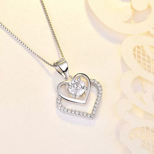 Crystal love heart pendant - pendant, 925