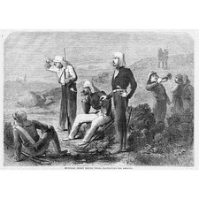 INDIAN MUTINY Outlying Picket Before Delhi Prior to Assault - Antique Print 1857