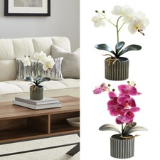 Artificial Plant Bonsai Fake Silk Orchid Flower Simulate Potted Home Garden NEW