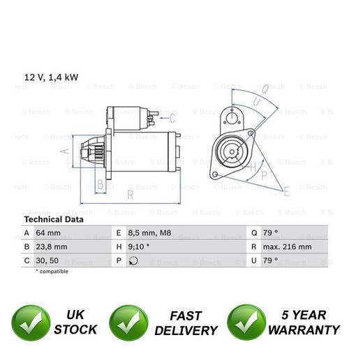 Starter motor sjr - motor, fits