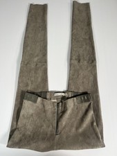 Alice + Olivia Women’s Gray Suede Front Zip Low-rise Leggings Lambskin Sz 2 $797