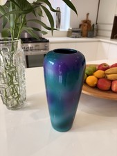 Vintage Scheurich German Ceramic Vase, Iridescent Purple &  Green, No 521-26