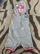 D&G Dolce & Gabbana Junior Grey Short Sleeve Shorts One Piece Cotton 6-9months