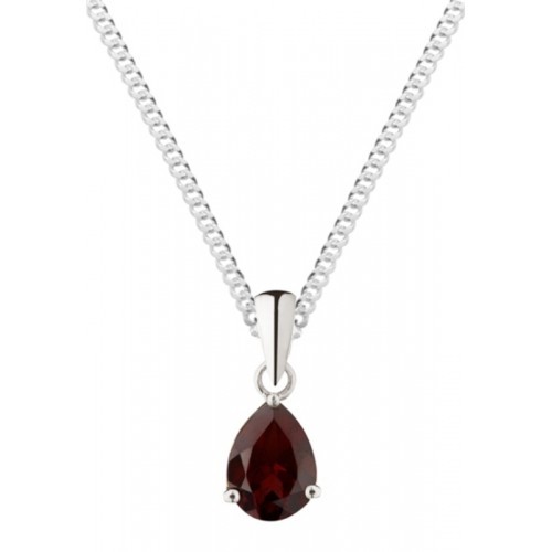 Silver garnet necklace 8x6mm - silver,