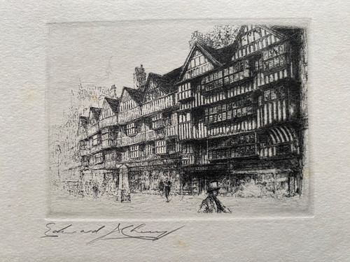 1910 antique etched - 1910, print