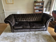 Black Velvet Chesterfield Sofa Three Person