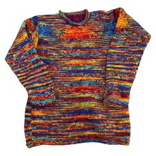 Vintage Hand Knit Jumper Hippie Nepal 90s Retro Boho Womens Large