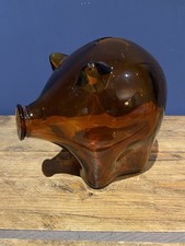 60’s Amber Glass Piggy Bank