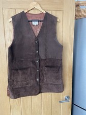 Vintage Brown Tan Suede Leather Gilet Waistcoat Jacket 14 Bhs Chocolate 