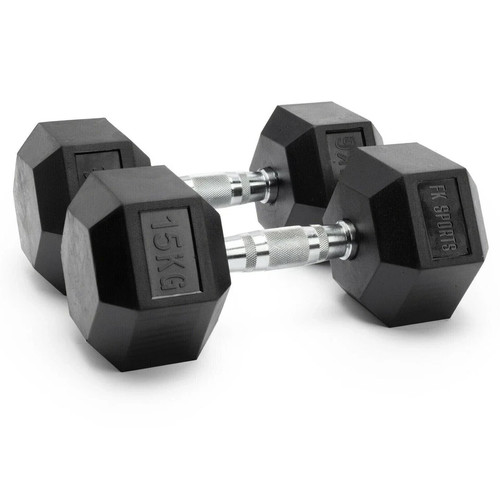 Hex dumbbells cast iron rubber - dumbbells,