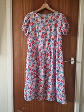 Vintage Debenhams Size 12 Pink Blue Floral Summer Tea Dress
