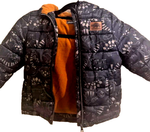 Boys navy dinosaur puffa - navy,