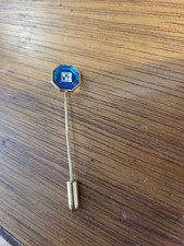 Rare Gold Tone Vintage Blue Swarovski Crystal Tie Pin