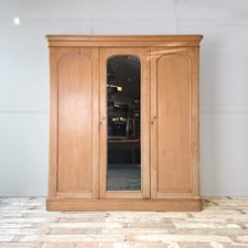 Victorian Antique Pine Triple Wardrobe | 19th Century Compactum