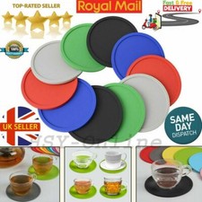 4x Silicone Drink Coasters – Round Heat-Resistant Non-Slip Mats for Coffee Beer