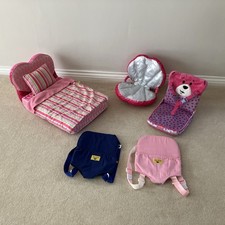 Build a Bear furniture; chair/bed/bedding/bear carrier x2/suitcase seat.