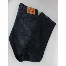 Mens Levis 506 Jeans W30 L32 Straight Leg Mid Rise Navy Blue Article
