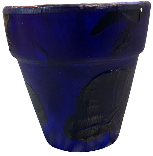 Hand painted terracotta plant - painted,