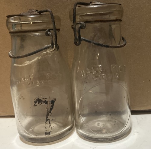Vintage glass milk bottles - vintage,