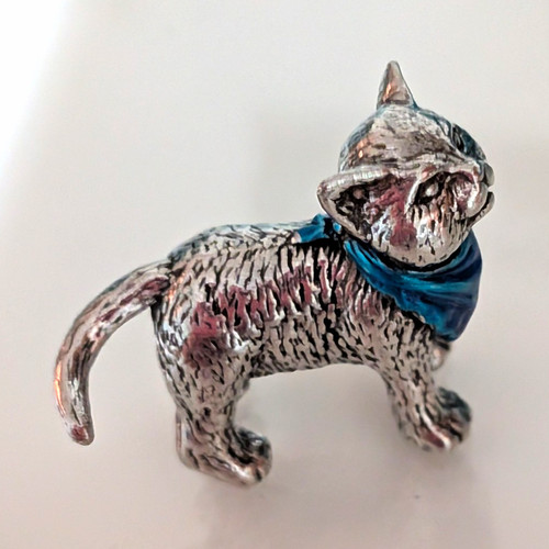 Silver coloured metal cat - silver,