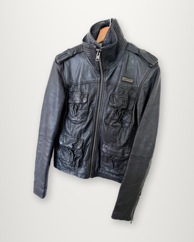 Superdry black leather bomber - superdry,