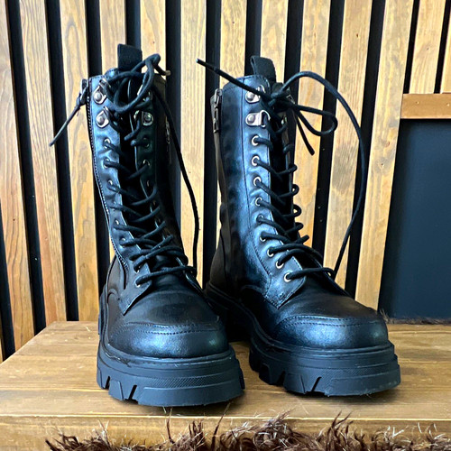 Carvela black combat boots - combat,
