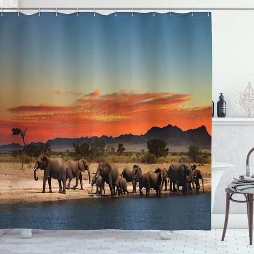 Elephant shower curtain africa - shower,