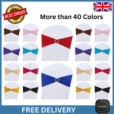 50-Pack Elastic Stretch Chair Covers with Buckle Slider & Bow Decor