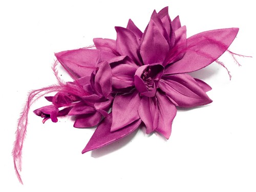 Silky fabric flower - fabric, feather