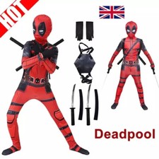 Deadpool Costume Cosplay Kids Bodysuit Boys Children's Day Fancy Dress Party UK