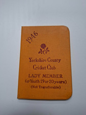 Yorkshire County Cricket Club-Lady Member 1946 Ticket Booklet