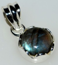 Shiny Labradorite Real Gemstone Pendant 925 Sterling SILVER, Jewellery NEW!