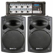 QRCONXKIT 120W PA System with Two Speakers Bluetooth Mixer Amplifier and Mic