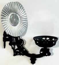 Antique Victorian Cast Iron Swing Arm Wall Sconce Oil Lamp Holder w/ Reflector