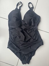 Next Tummy Control UK Size 16 Petite Ruched Black Swimsuit