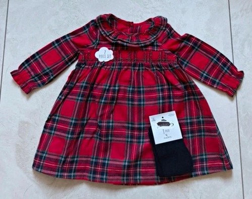 George girls red tartan smock - george,