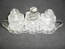 Small Vintage 3 piece Cut Glass Cruet Set