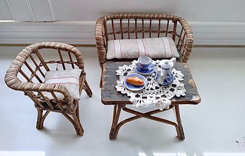 Antique doll size rattan - antique,