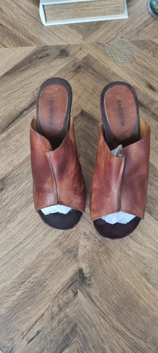 Leather peep toe mules - mules, or