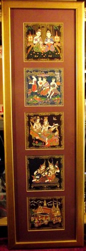 Framed set five batik - framed,