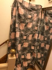 Grey, pink, red lined long heavy curtains, distressed material