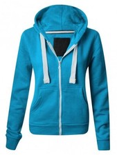 Ladies Fleece PLAIN ZIP HOODIE Plus Size Zipper Sweatshirt Jacket Small-XXXXXXXL