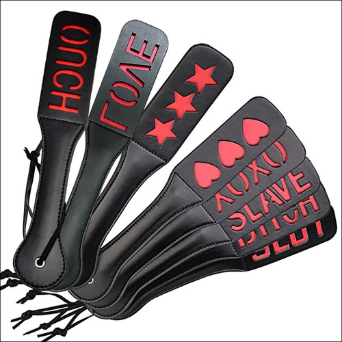 Spanking paddle leather - leather, black