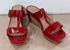 Alberto Zago Sandals Cherry Red Patent Wedge Platform Size 7.5 Charity Sale