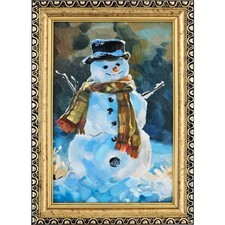 Original Oil Painting Snowman