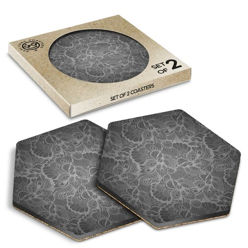 Hexagon coasters bw - -,