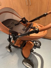 Mima Xari Stroller Luxury Pushchair In Brown/Tan Leatherette Finish Used