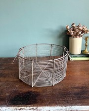 Vintage Round Metal Wire Basket with Handles